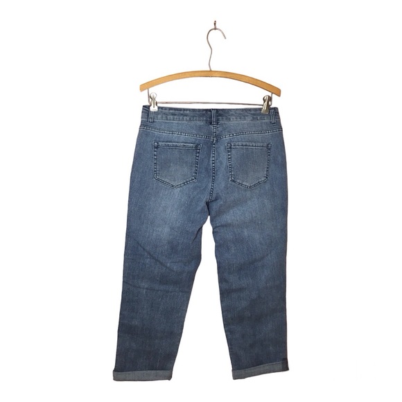 LOGO by Lori Goldstein Limited Edition Velvet Patchwork Jeans Medium Wash 8P - Picture 3 of 12